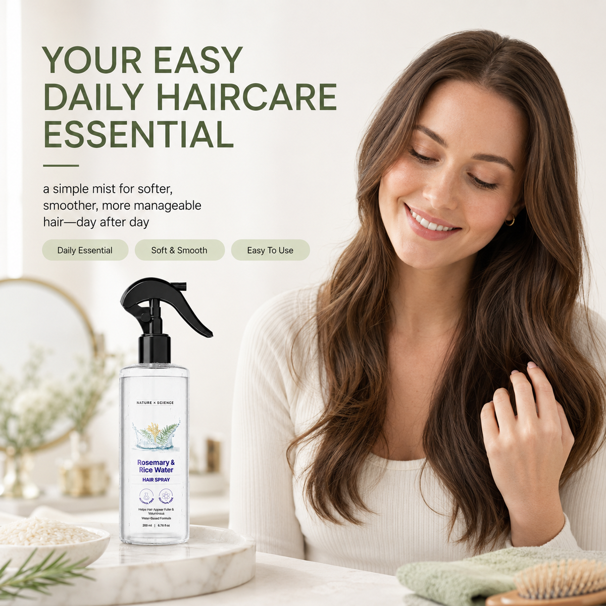 🔥Final 2 Hour 50% OFF🔥Rosemary & Rice Water Hair Spray| 100% Natural Extract