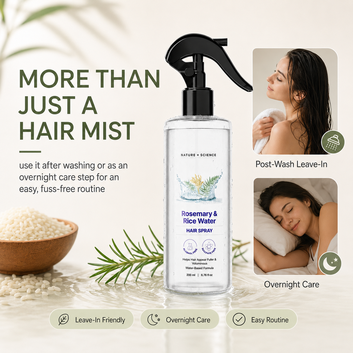 🔥Final 2 Hour 50% OFF🔥Rosemary & Rice Water Hair Spray| 100% Natural Extract